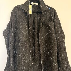 MNML Black Tweed Jacket with Silver Sequins